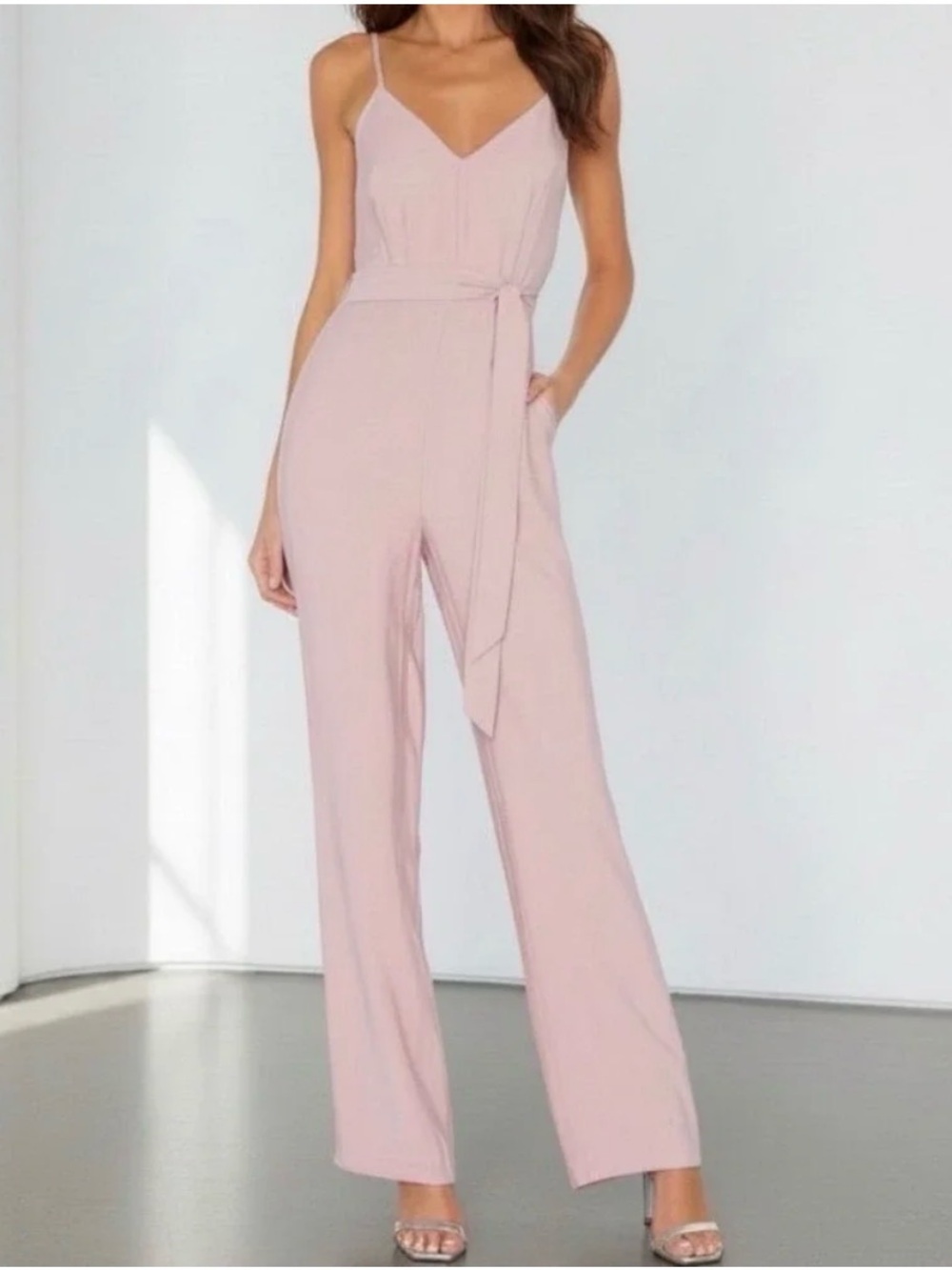Lovers & Friends Revolve Jenny Wide-Leg Pink Jumpsuit Size XS